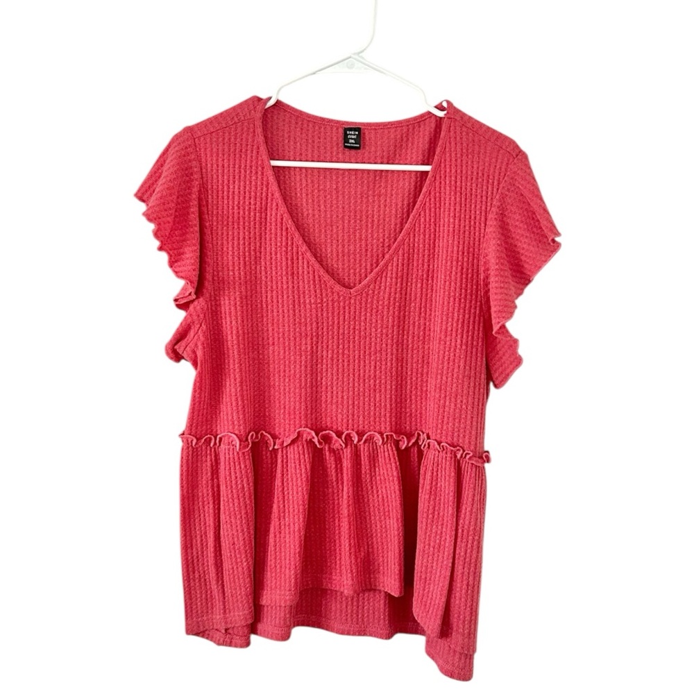 SHEIN Curve Waffle Knit Peplum Top
